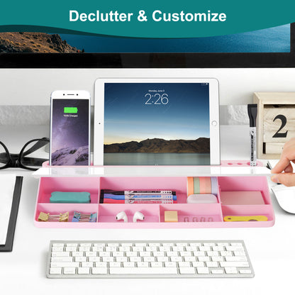 Desktop Glass Whiteboard Dry Erase Board Computer Keyboard Stand White Board Surface Pad with Drawer, Desk Organizers