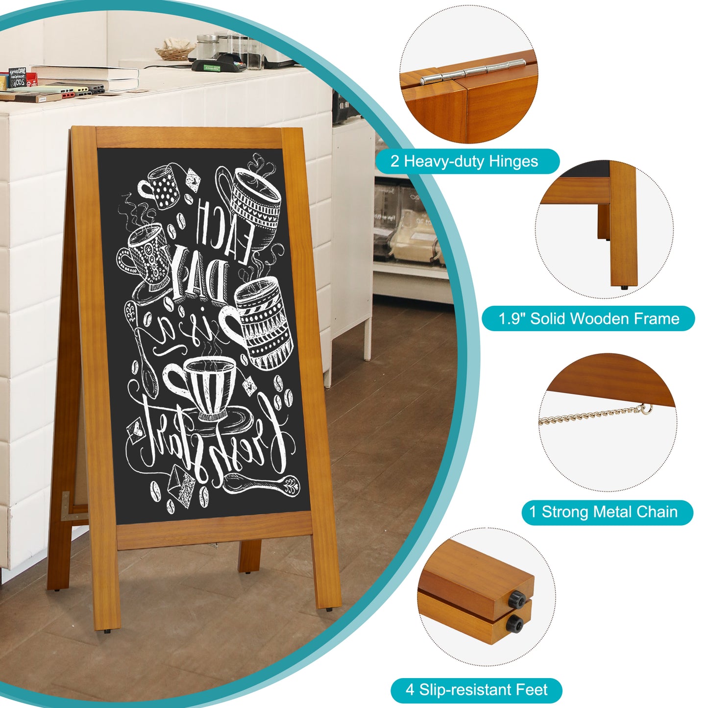 Wooden Sandwich Board Signs Outdoor A Frame Chalkboard Sign