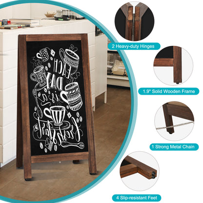 A-Frame Chalkboard 40" x 20", Double-Sided Magnetic Chalkboard Easel, 8 Markers 8 Magnets 1 Rag-Brown