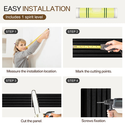 Wood Slat Acoustic Panels for Wall, 94.5" x 7.9" 4Pcs, Black Oak