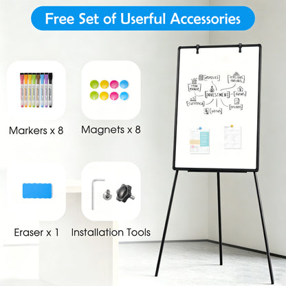 Whiteboard Easel with Stand 36" x 24" Height Adjustable Tripod Stand Portable Magnetic Dry Erase White Board