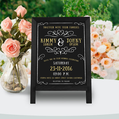 Small Tabletop Chalkboard Signs, 9.5" x 14" Magnetic Chalk Board with Stand Wood Frame-Black