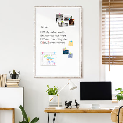 Dry Erase Board 18"x12", 24"x18", 36"x24" Magnetic Whiteboard for Wall White Board with Retro Design White Wooden Frame Wall Mounted Whiteboard