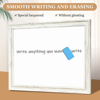 Dry Erase White Board Magnetic Whiteboard White Vintage Wood Frame Wall-Mounted White Board