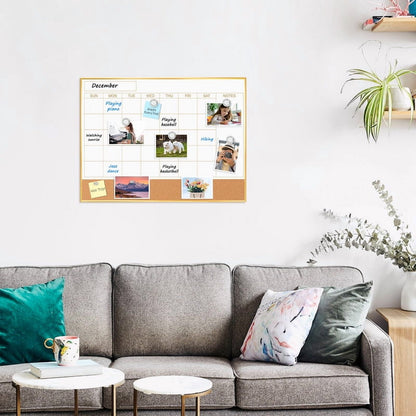 Dry Erase Calendar Whiteboard Cork Board Combo Magnetic White Board Calendar Dry Erase for Wall