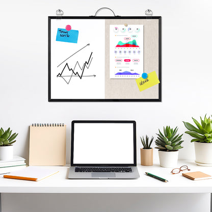 Dry Erase Linen Board, 12"x16" Small Cork Board White Board Combination, Double-Sided Magnetic Bulletin Board for Wall, Vision Board with Markers and Magnets