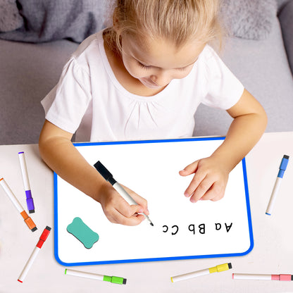 Small Dry Erase White Board Portable and Double Sided Whiteboard for Drawing Writing Blue
