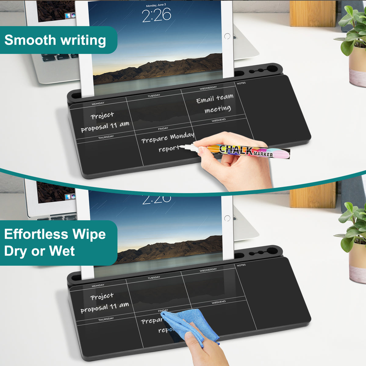 Calendar Whiteboard Desktop Glass Whiteboard with Storage Desk Board Buddy Desk Dry Erase Board
