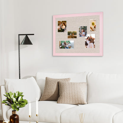 Pink Bulletin Board Pink Cork Board with Linen, Wood Framed 18"x 24" Corkboard Bulletin Board for Wall Decor
