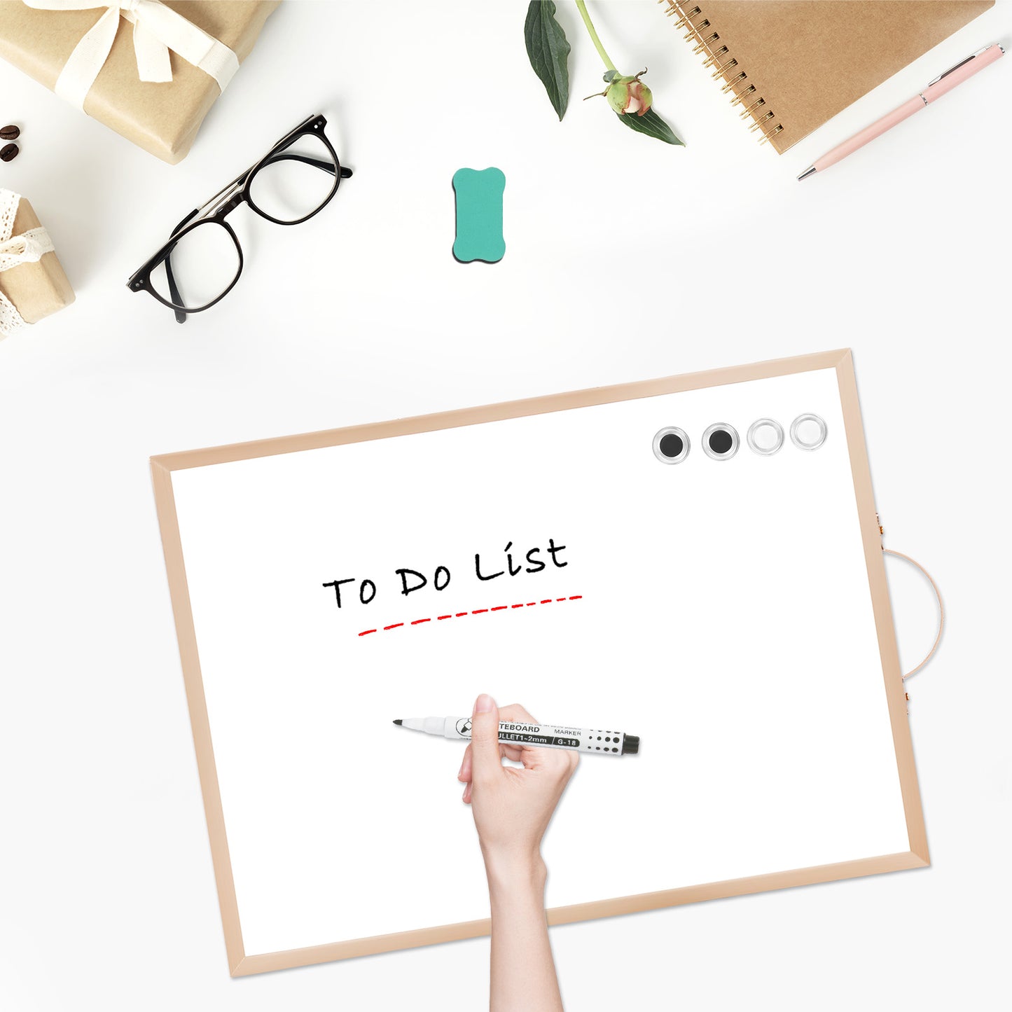 Dry Erase White Board for Wall, 12" x 16" Small Magnetic Portable Double-Sided Whiteboard