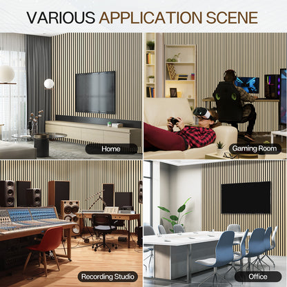2 Pcs Acoustic Slat Wood Wall Panel, 46.45" x 23.81" Wood Slat Soundproof Wall Panel