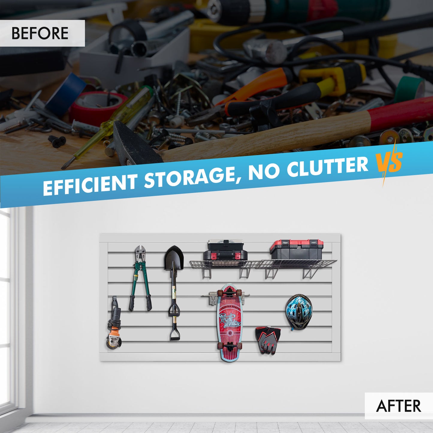 Slatwall Panels 4 ft x 2 ft Horizontal PVC Slatwall Easy Organizer Panels