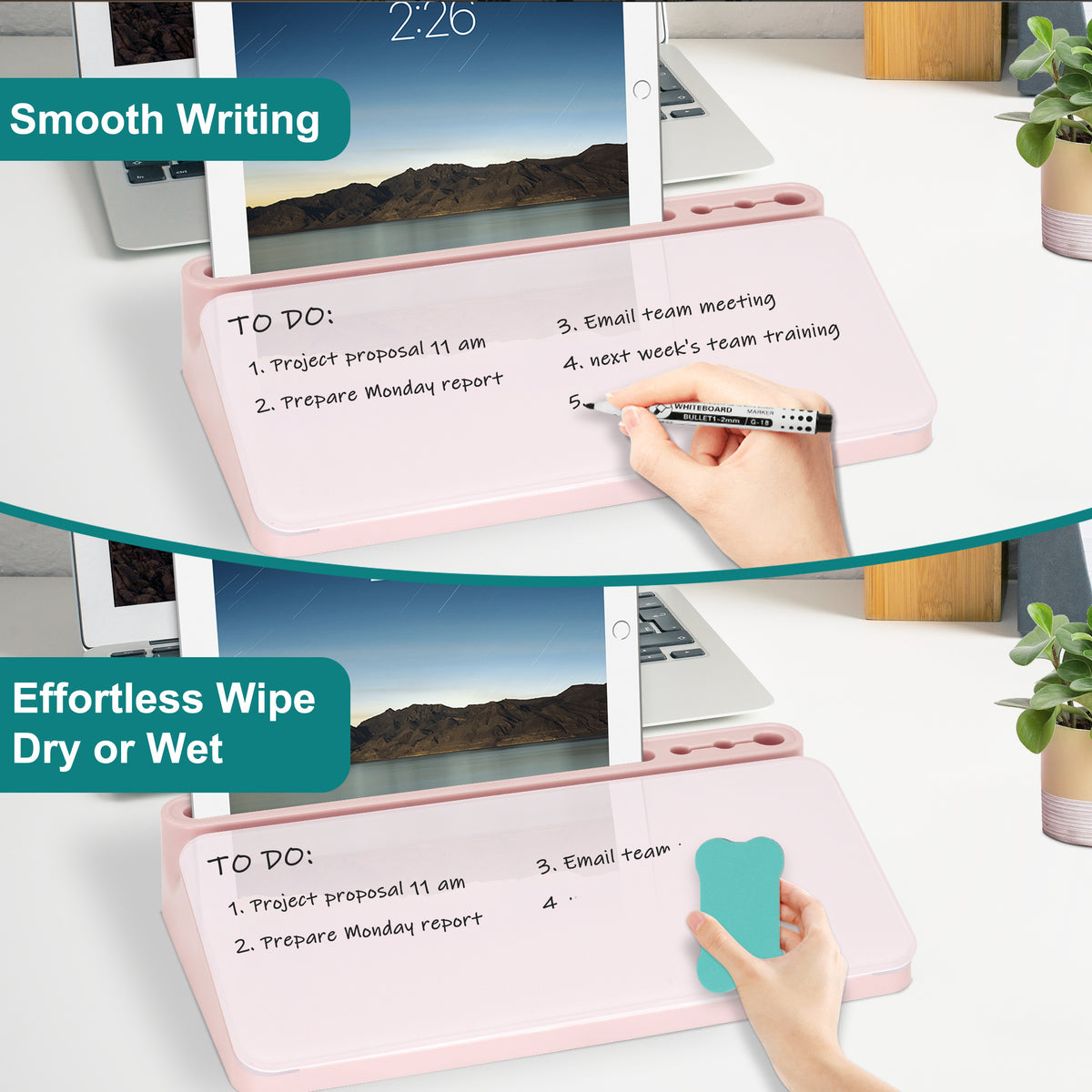 Desktop Whiteboard with Storage Desktop Glass Desk Dry Erase Board
