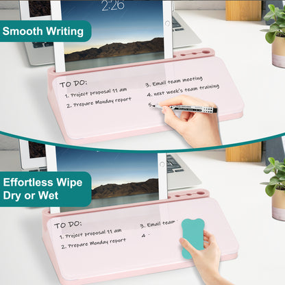 Desktop Whiteboard with Storage Desktop Glass Desk Dry Erase Board