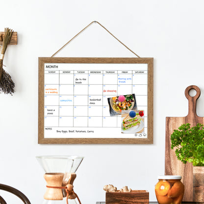 Dry Erase Monthly Calendar Board, 16"x12" Magnetic Surface Whiteboard for Wall