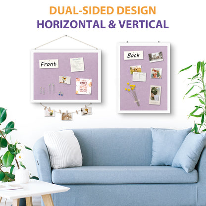 Linen Bulletin Board Poster Board 24x18 Inches Purple Linen Cork Board for Wall
