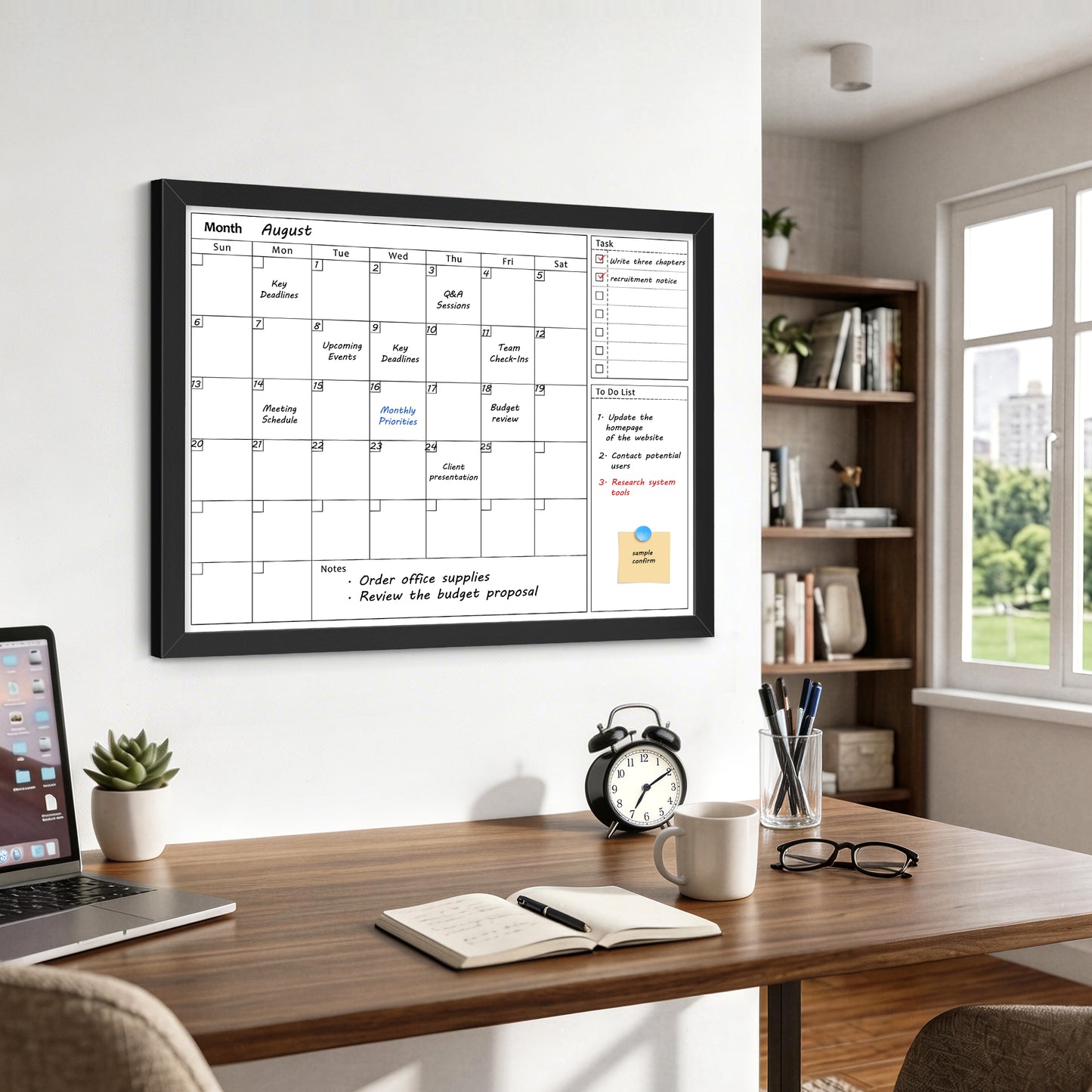 Calendar White Board Dry Erase Calendar Whiteboard 24" x 18" Wall Mount Magnetic Whiteboard Monthly Whiteboard