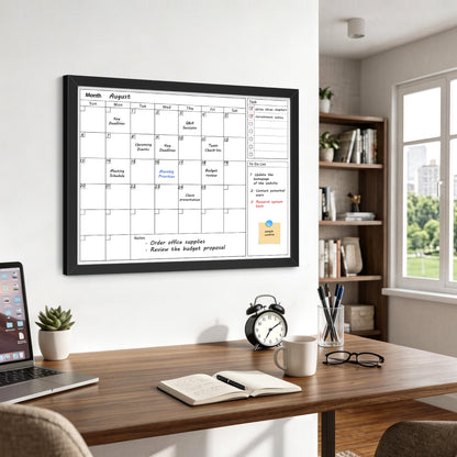 Calendar White Board Dry Erase Calendar Whiteboard 24" x 18" Wall Mount Magnetic Whiteboard Monthly Whiteboard
