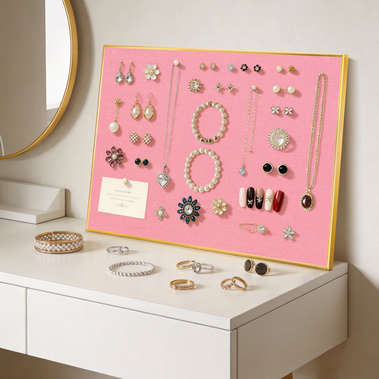 Bulletin Board with Linen Cork Board for Wall Poster Board, Pink
