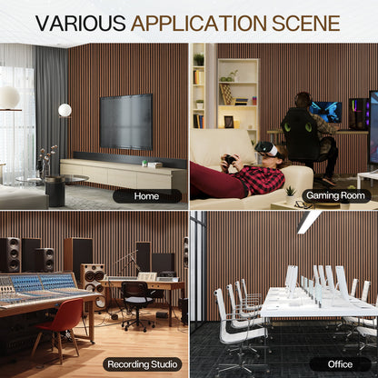 Wood Slat Acoustic Panels for Wall, 23.6" x 23.6" 2Pcs, Walnut