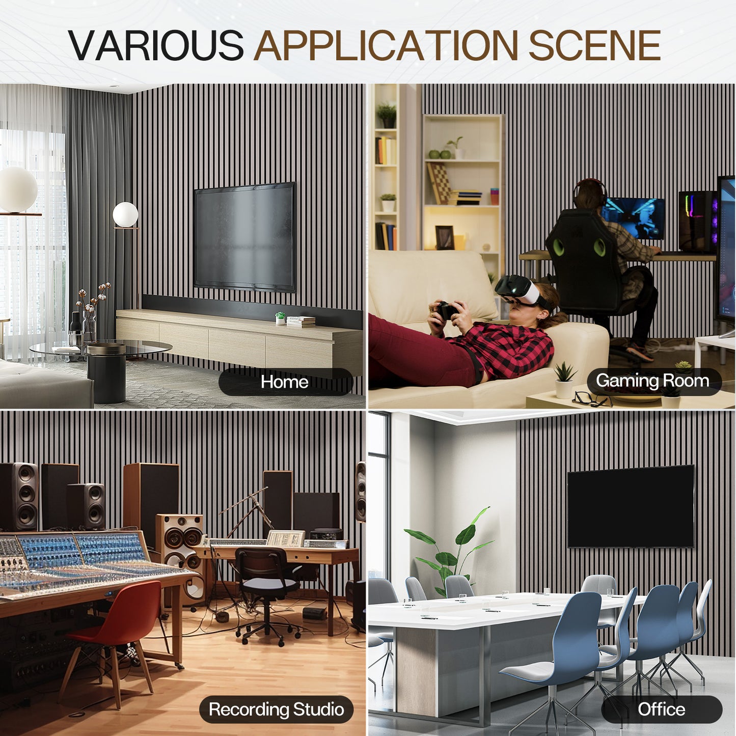 2 Pcs Acoustic Slat Wood Wall Panel, 46.45" x 23.81" Wood Slat Soundproof Wall Panel, Ash Wood