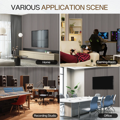 2 Pcs Acoustic Slat Wood Wall Panel, 46.45" x 23.81" Wood Slat Soundproof Wall Panel, Ash Wood