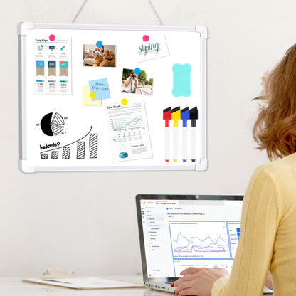 Magnetic White Board Dry Erase 16" x 12" Hanging Sign Portable Writing Dry Erase Whiteboard