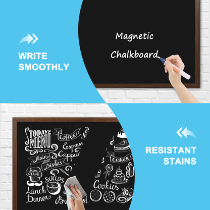 Chalkboard for Wall, Magnetic  Large Chalk Board Menu Board for Kitchen, 2 Markers 8 Magnets