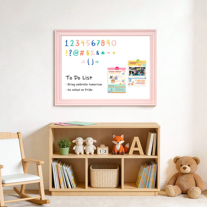 Magnetic Dry Erase Whiteboard Magnetic Whiteboard for Wall, Pink Wooden Framed