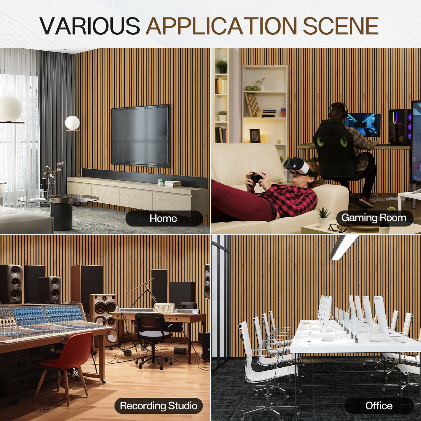 Wood Slat Acoustic Panels for Wall, 23.6" x 23.6" 2Pcs, Oak