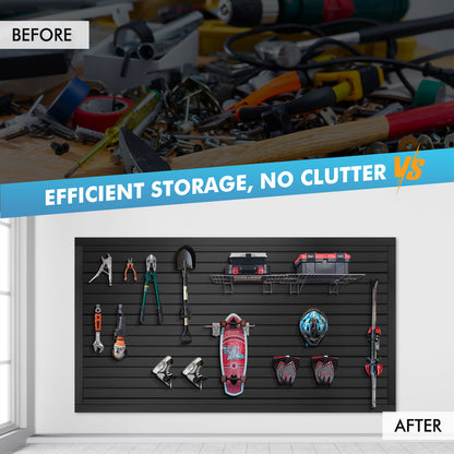 8 ft x 4ft Garage Storage PVC Slatwall Panels 8 sqft Wall Panels Garage Wall Organizer Storage System
