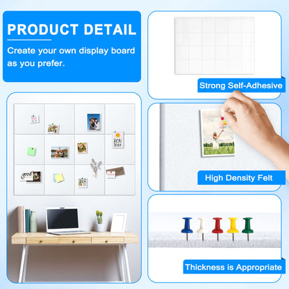 12 Packs White Felt Board Large Cork Bulletin Board Cork Board Wall Tiles