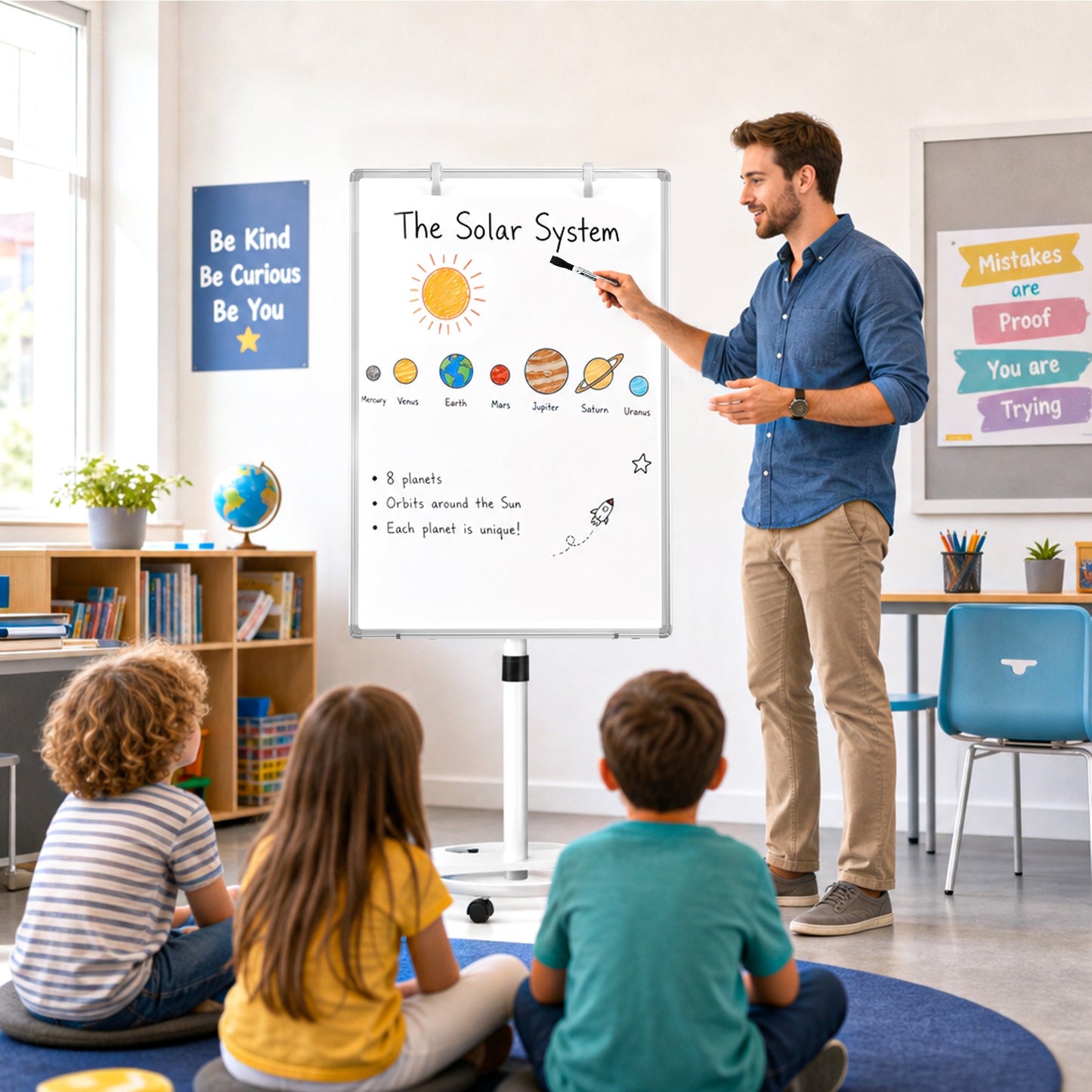 Mobile Whiteboard 36 x 24 inches Portable Magnetic Dry Erase Board, Height Adjustable 3' x 2' Standing Easel White Board