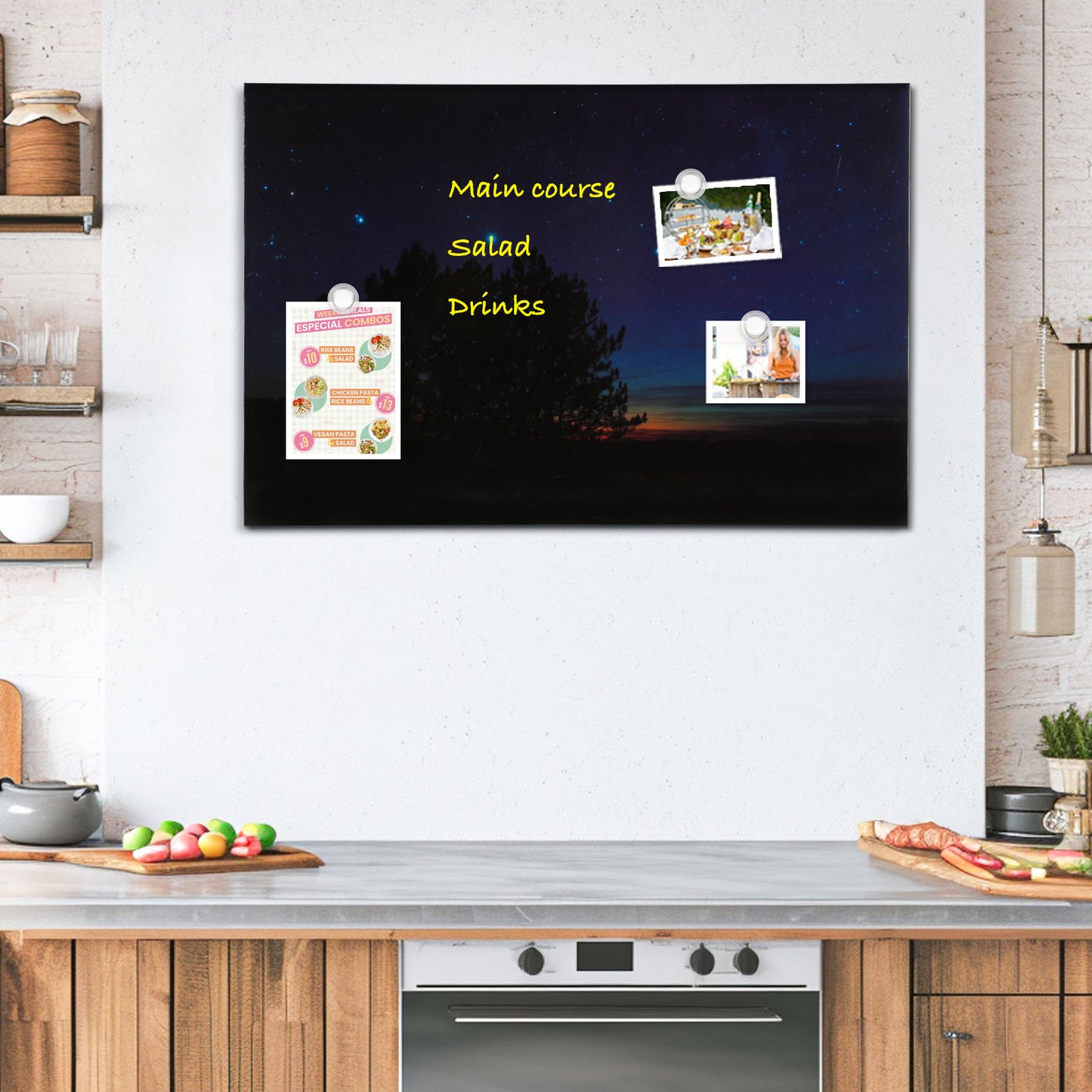 Magnetic Whiteboard Dry Erase White Board Decorative White Board for Wall with Starry Sky Pattern Design