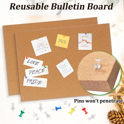 Magnetic Cork Board, 16" x 12" 2-pack, 0.7" Thick Frameless Board with 16 Magnets 20 Pushpins