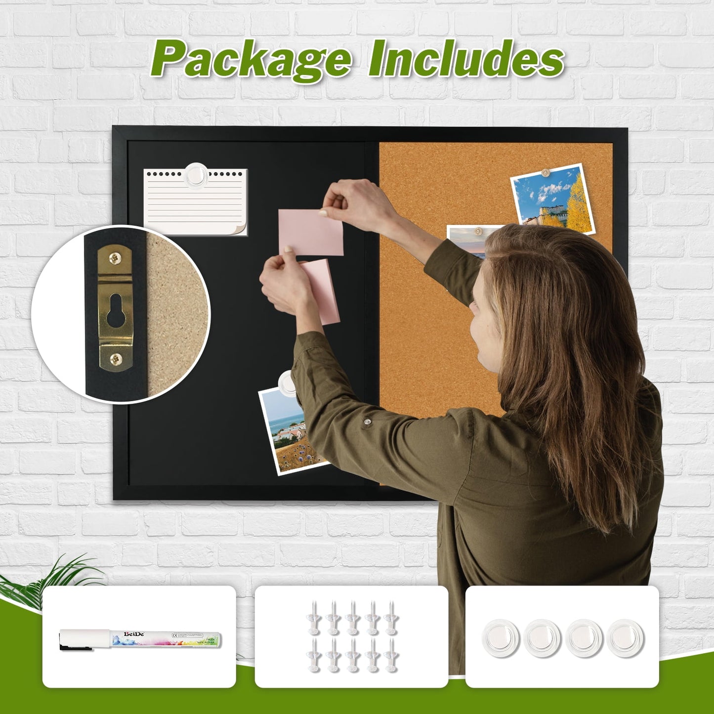 Combination Chalk and Cork Board Half Cork Bulleting Board Half Dry Erase White Board Combo