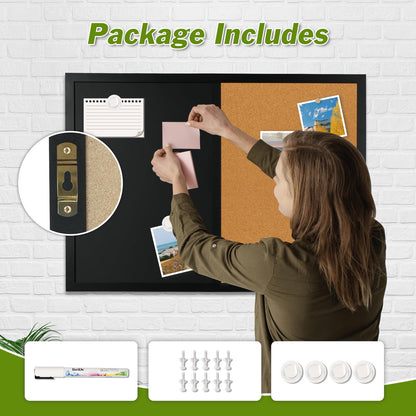 Combination Chalk and Cork Board Half Cork Bulleting Board Half Dry Erase White Board Combo