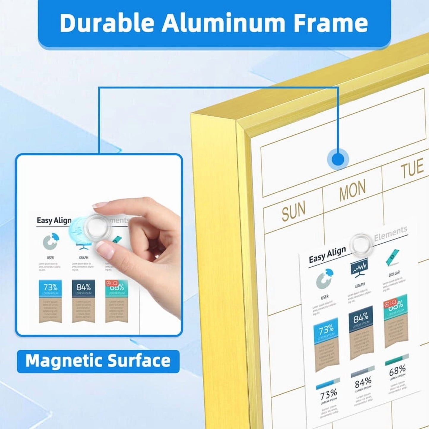 Dry Erase Calendar Whiteboard Cork Board Combo Magnetic White Board Calendar Dry Erase for Wall