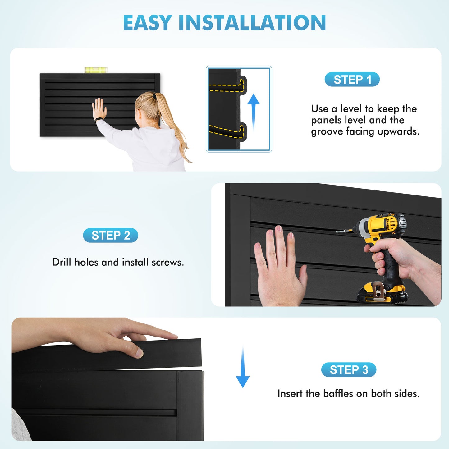 4 ft x 2ft Garage Storage PVC Slatwall Panels 8 sqft Wall Panels Garage Wall Organizer Storage System