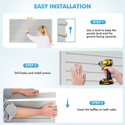Slatwall Panels 8 ft x 4 ft Horizontal PVC Slatwall Easy Organizer Panels