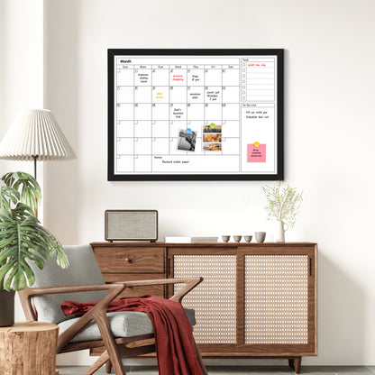 Calendar White Board Dry Erase Calendar Whiteboard 24" x 18" Wall Mount Magnetic Whiteboard Monthly Whiteboard