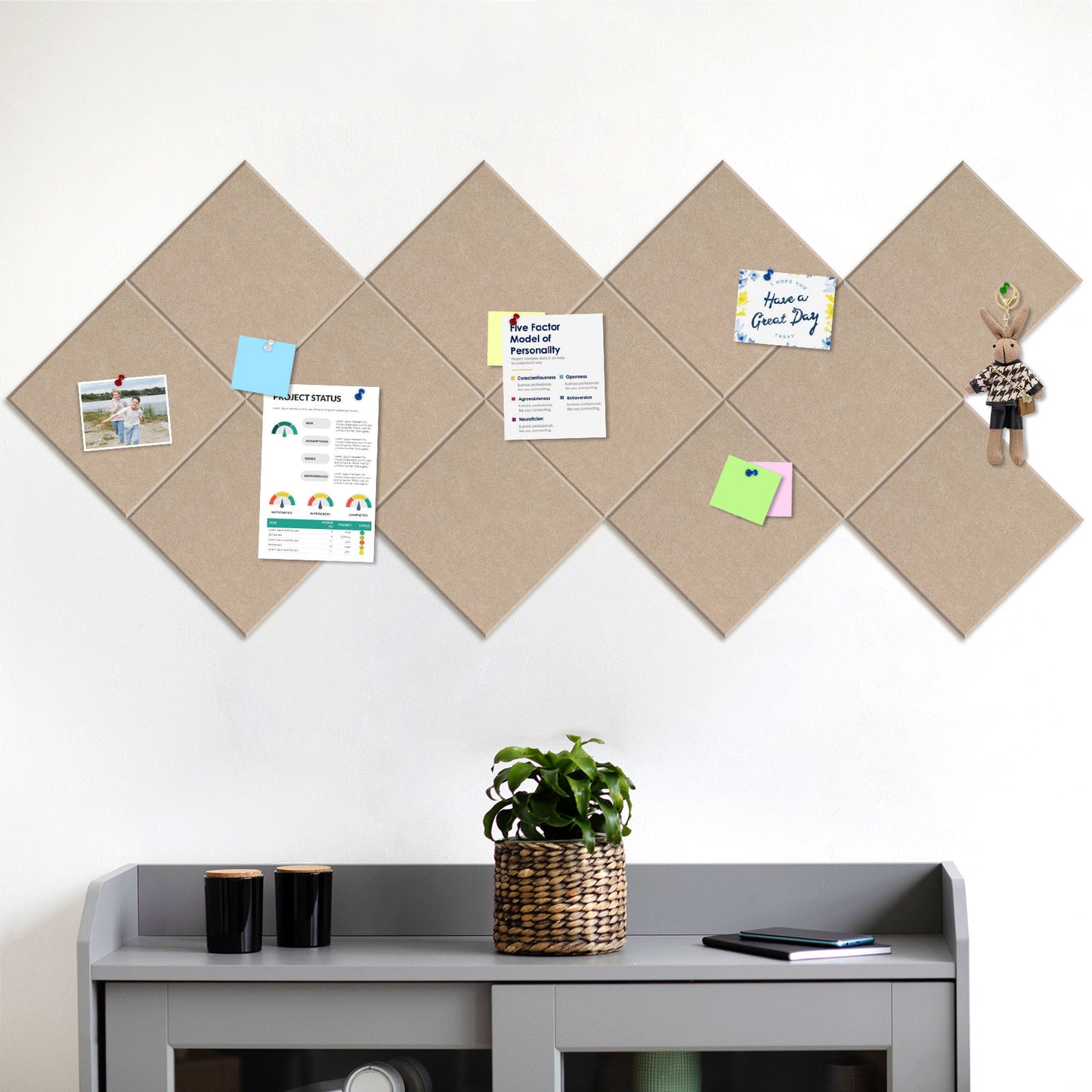 Bulletin Felt Board Pin Board 12 Pack Large Cork Board for Wall Felt Wall Tiles