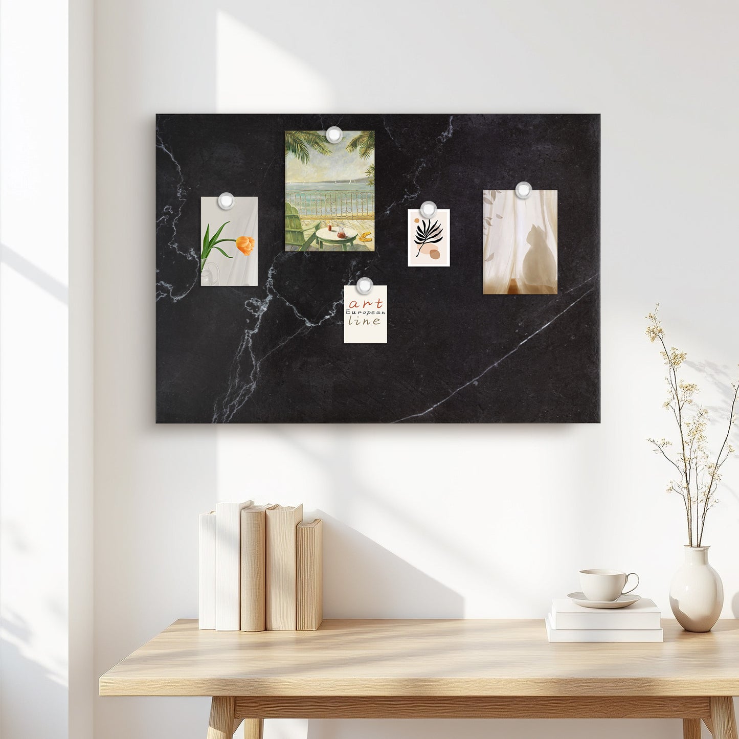 Magnetic Boards for Wall 18"x24" Black Marble Decorative White Board Magnetic Dry Erase Board