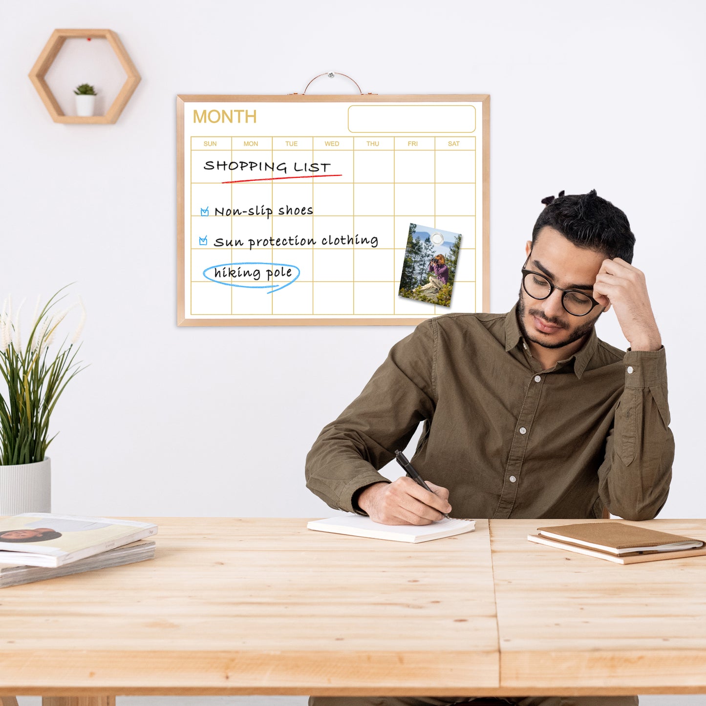 Magnetic Monthly Calendar Whiteboard, 16'' x 12'' Double Sided Dry Erase Calendar for Wall Office Home, Small Portable White Board Calendar