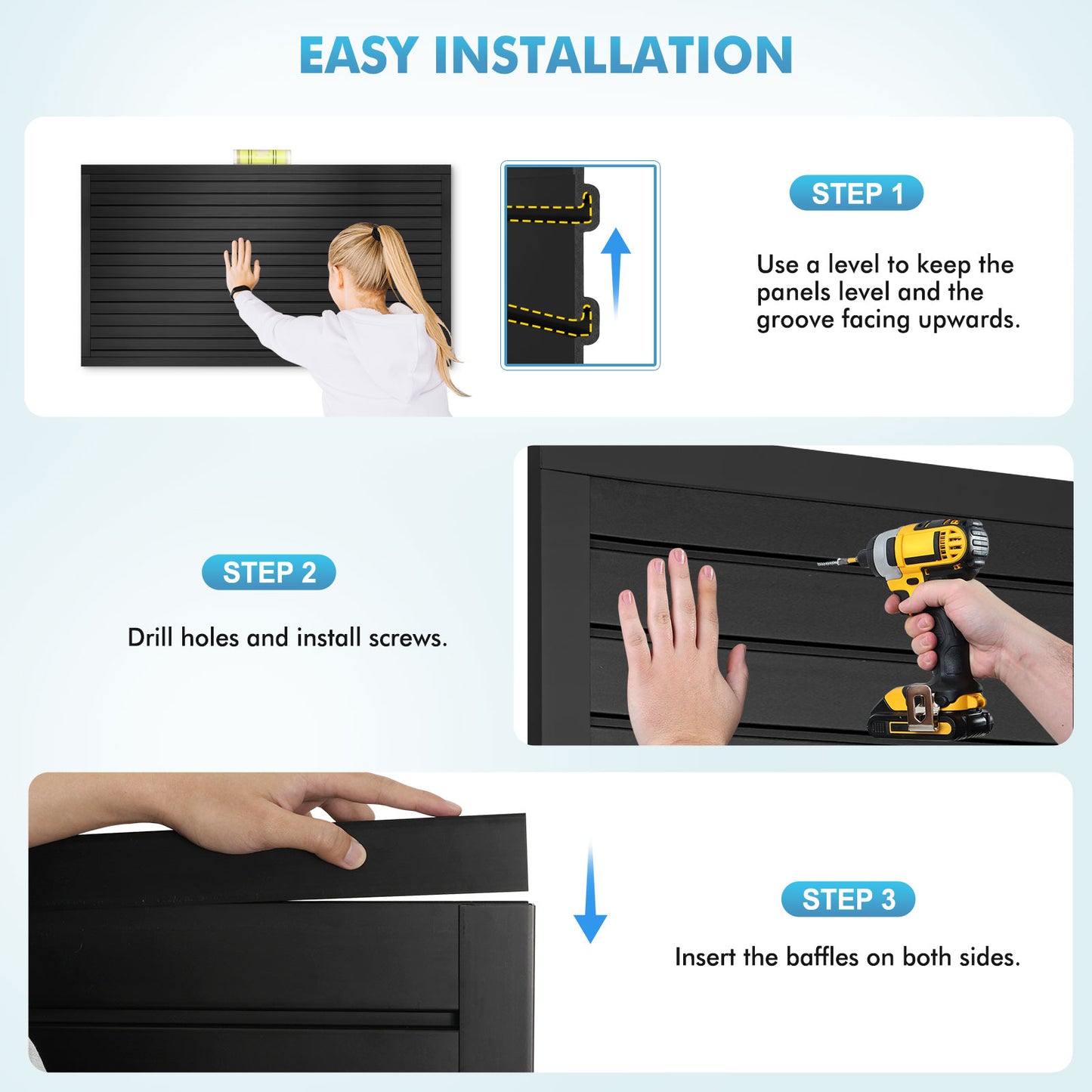 8 ft x 4ft Garage Storage PVC Slatwall Panels 8 sqft Wall Panels Garage Wall Organizer Storage System