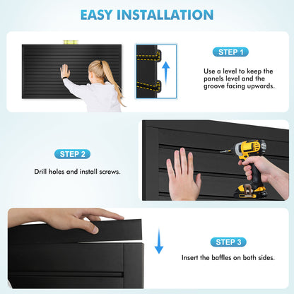 8 ft x 4ft Garage Storage PVC Slatwall Panels 8 sqft Wall Panels Garage Wall Organizer Storage System