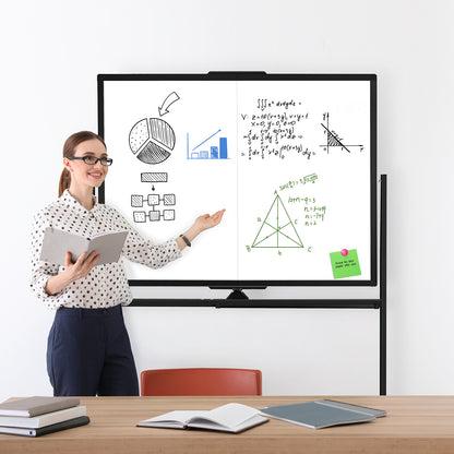 Rolling Dry Erase Board 48 x 36 Double Sided Easel Style Whiteboard with Wheels Mobile Standing White Board with Stand for Office, Classroom & Home, Black