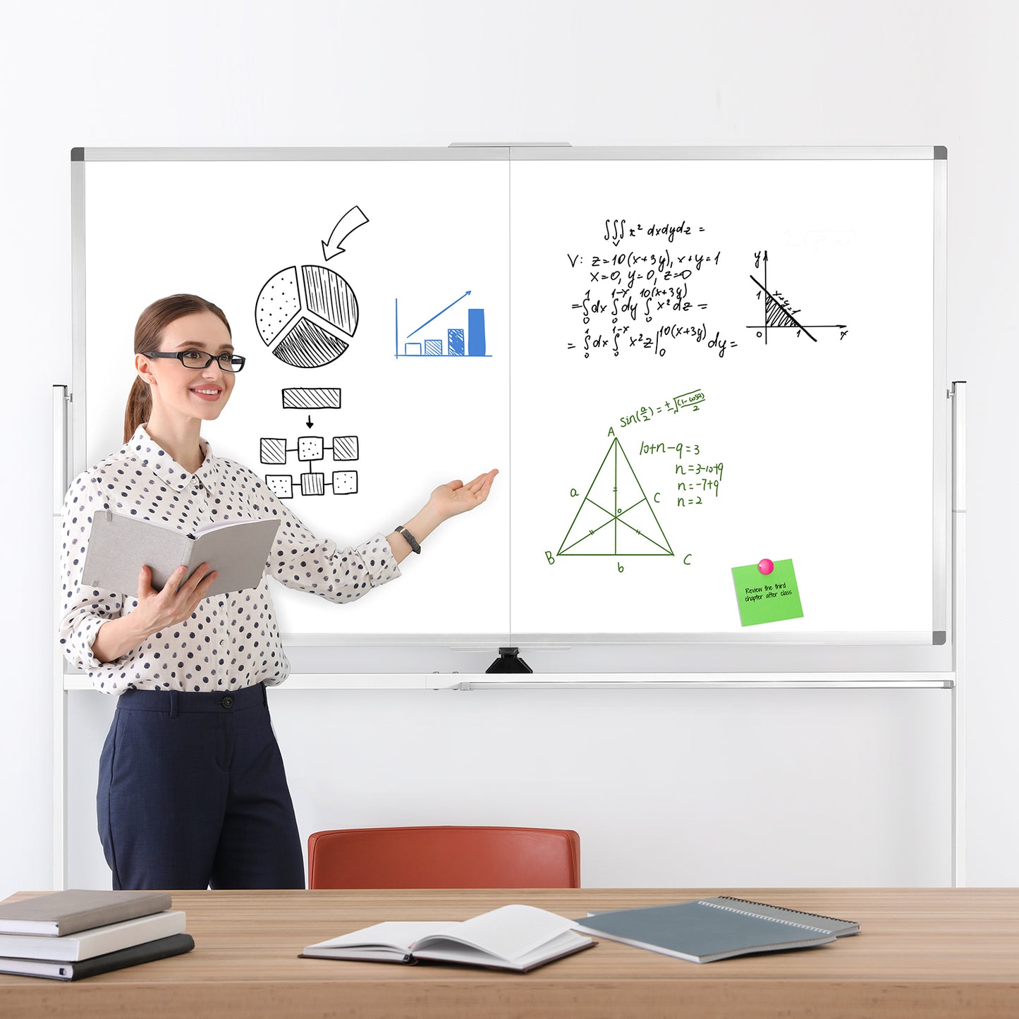 Rolling Whiteboard on Wheels 72"x40" Double-Sided Dry Erase Board with Stand Big White Board with Stand Portable Magnetic Mobile White Board, White