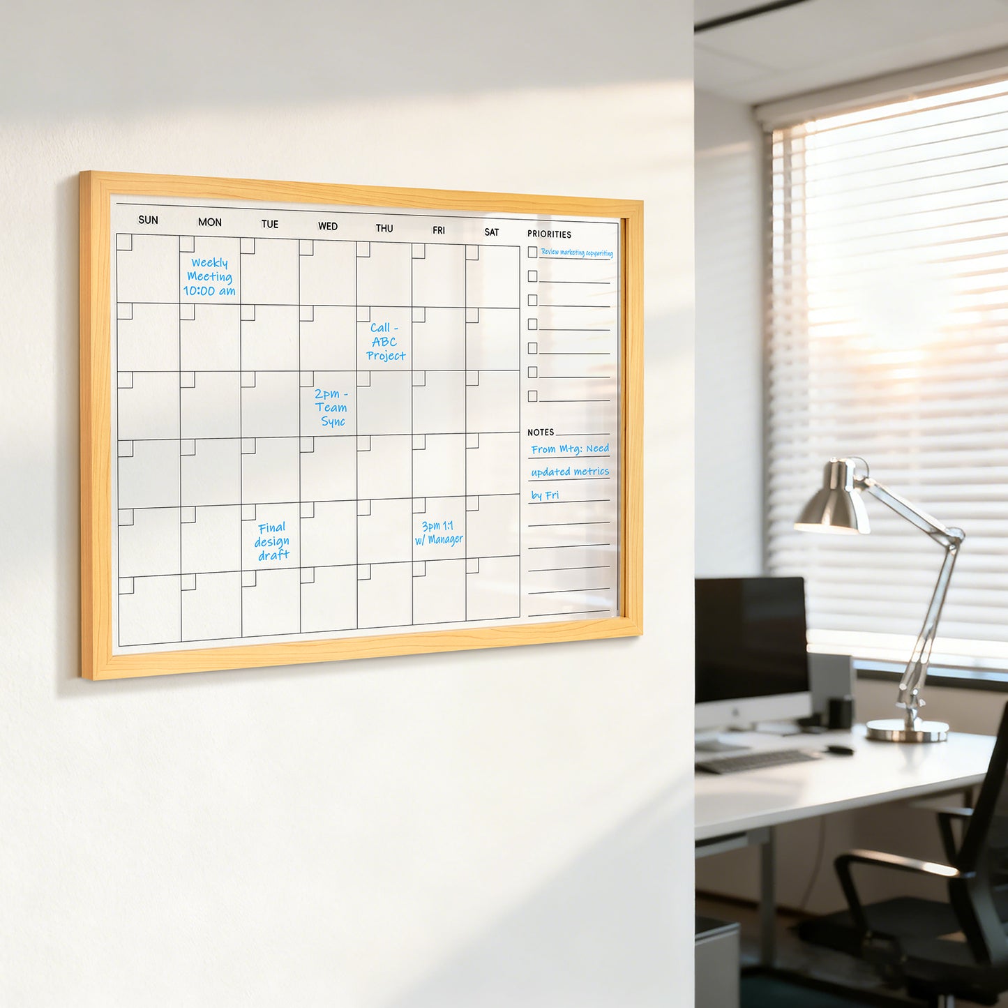 Acrylic Calendar for Wall Whiteboard, 24''x18'' Monthly Calendar Clear Dry Erase Board