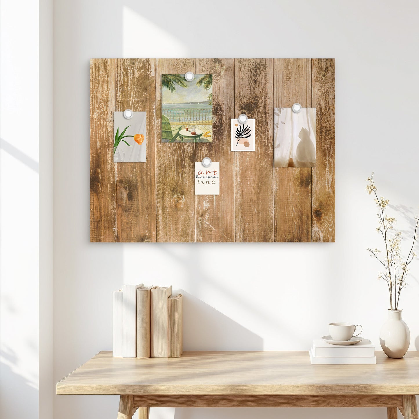 Magnetic Boards for Wall Dry Erase Board 18 x 24 inches Decorative White Board for Wall with Design Brown Wooden Planks